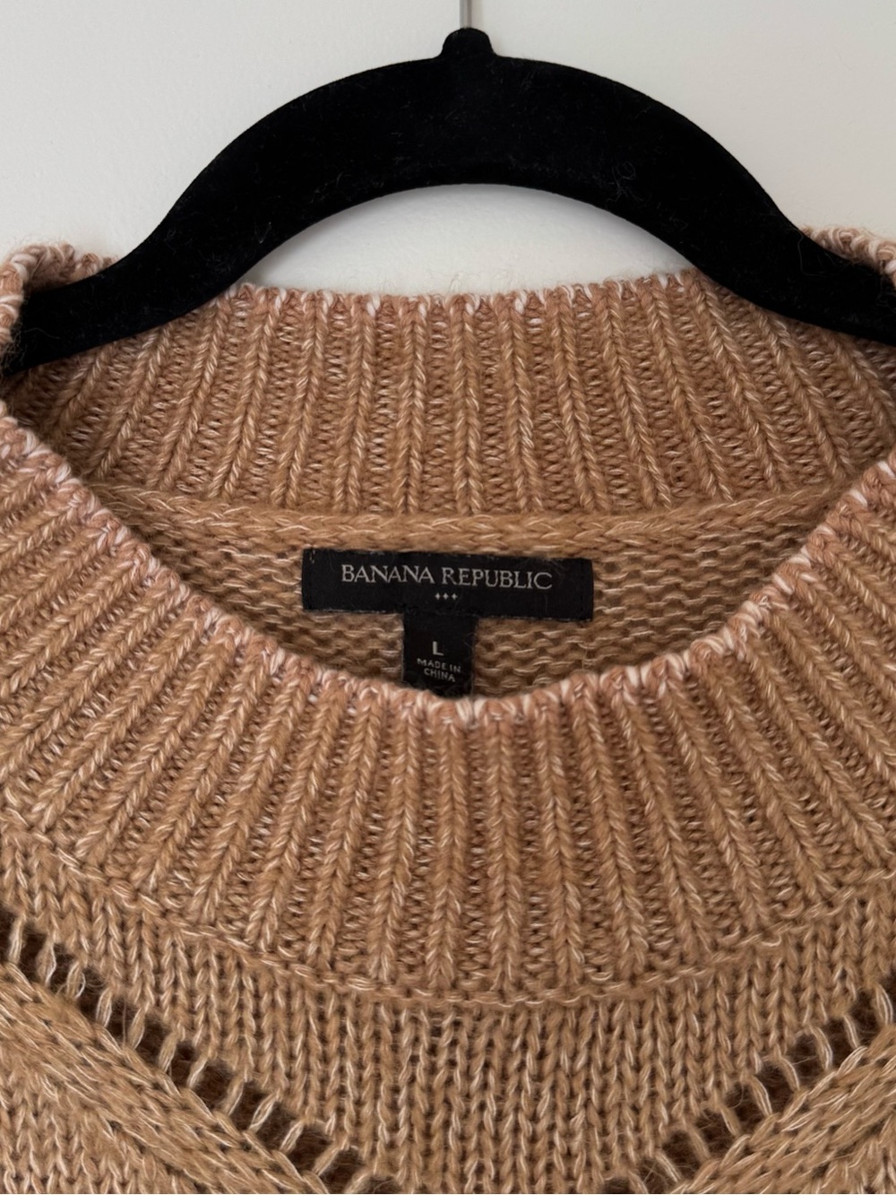 NWOT Banana Republic Cotton Blend Knit Mock Neck Tan Sweater Size Large - Picture 3 of 4